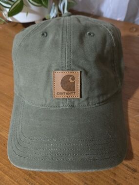Carhartt Olive Canvas Leather Patch Cap